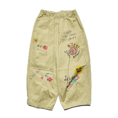 【100~120】★NEEDLEWORKS★ギャバ落書きタックワイドパンツ(2224106)